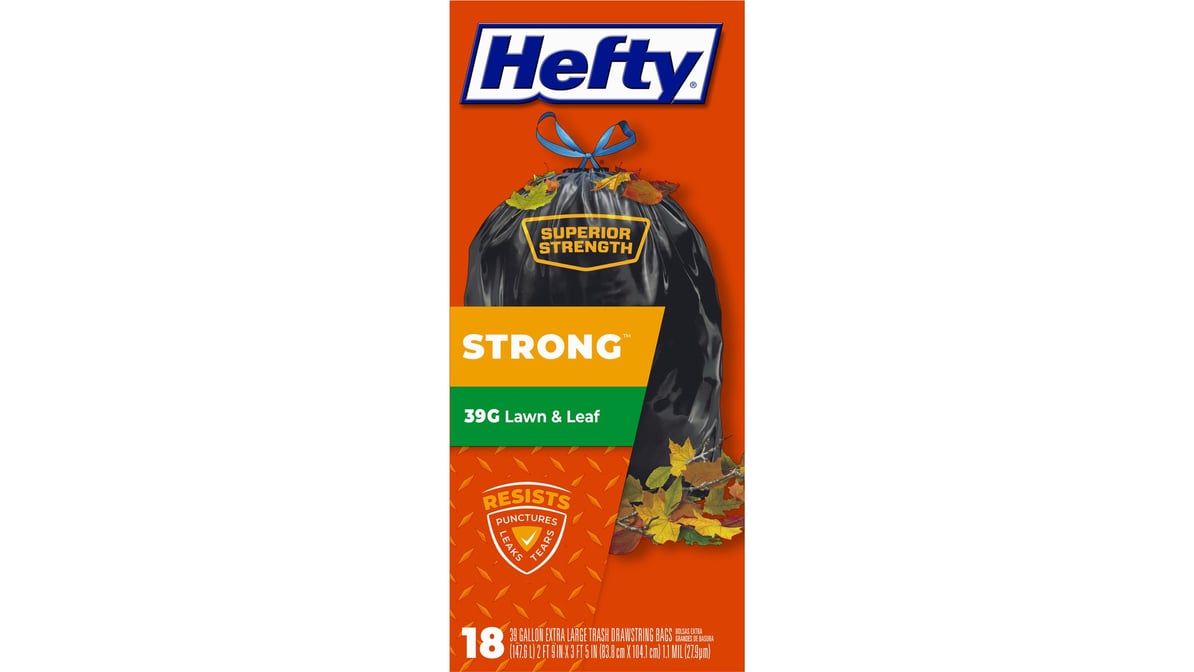  Hefty Strong Lawn & Leaf Large Garbage Bags - 39