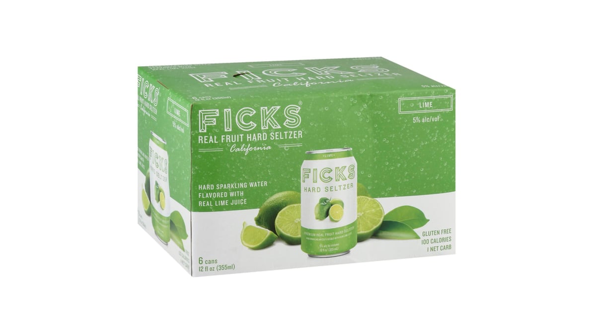 Ficks Hard Seltzer Lime Can (12 oz x 6 ct) | Delivery Near Me - Doordash