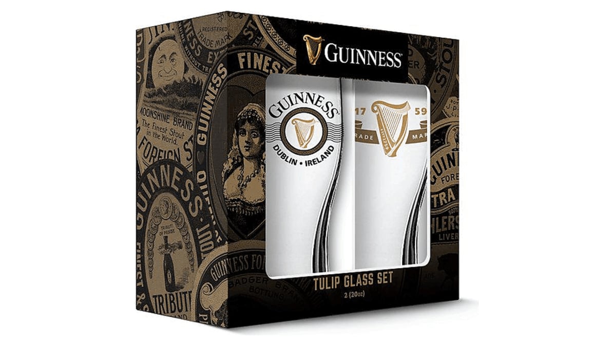 Guinness Draught Pint Glass 20oz (Pack of 2): Beer