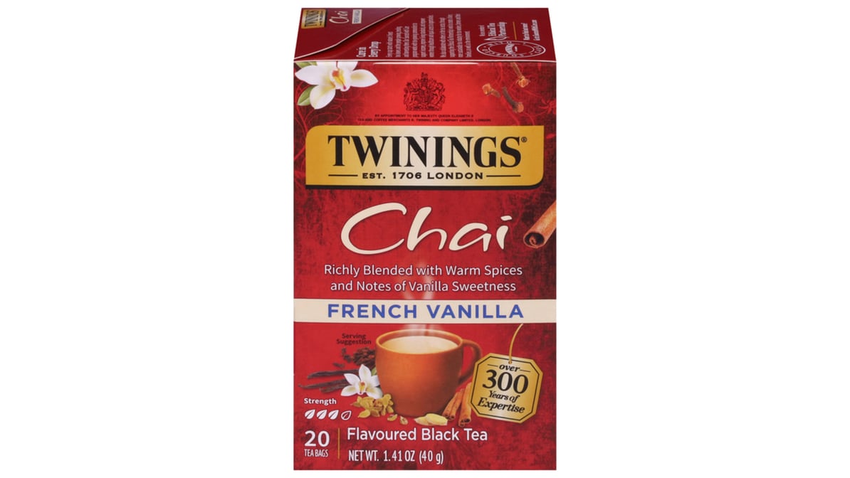 Twinings Chai French Vanilla Flavoured Black Tea Bags (20 ct