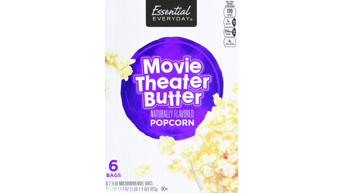 Essential Everyday Movie Theater Butter Microwave Popcorn (2.9 oz x 6 ct) |  Delivery Near Me - Doordash