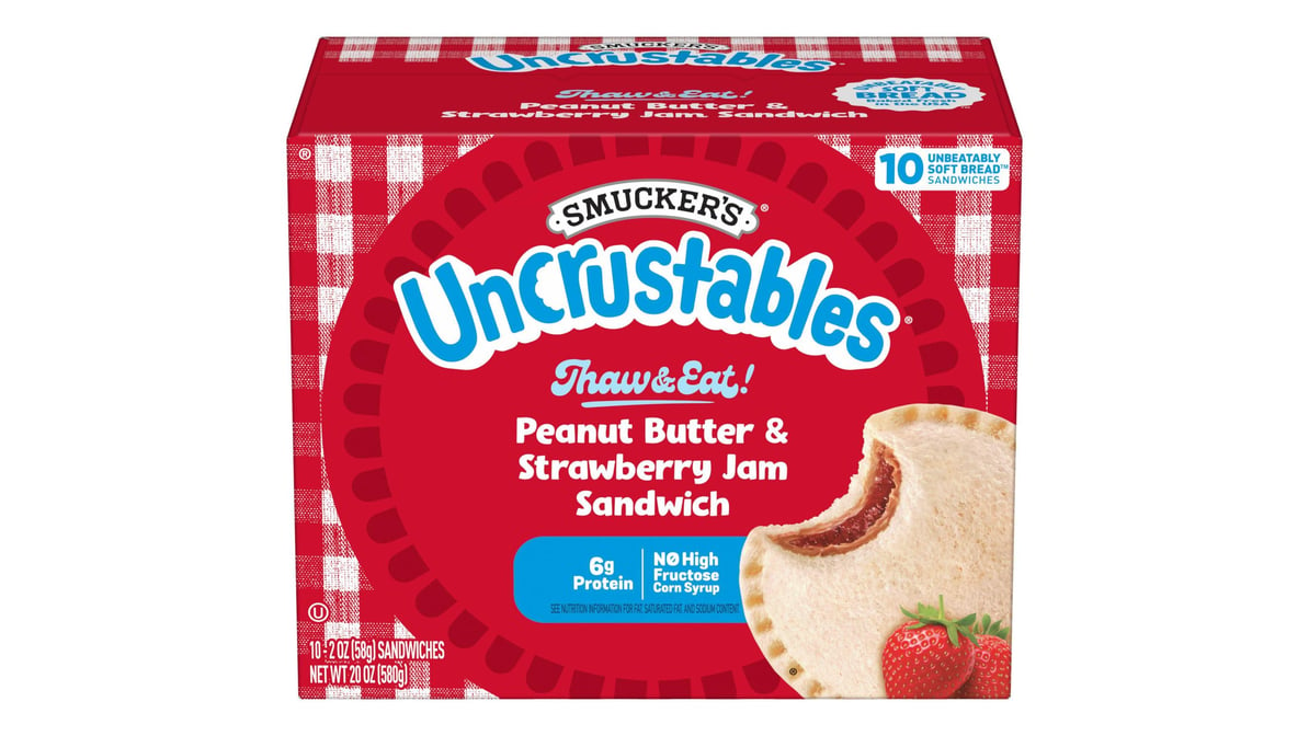 Uncrustables Peanut Butter & Strawberry Jam Sandwiches (2 Oz X 10 Ct ...