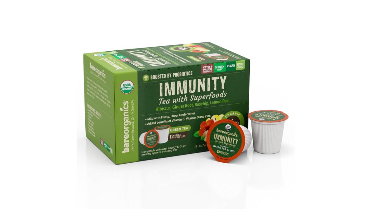 BareOrganics Immunity Tea with Super Foods Single Serve Cups (12 ct ...