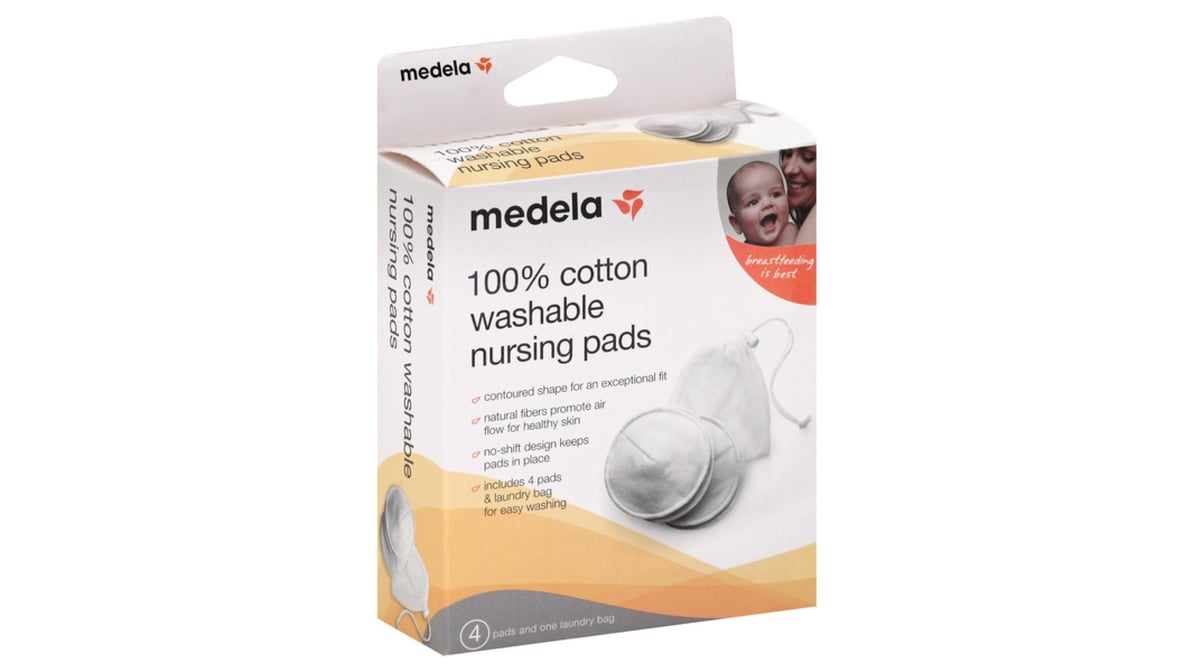 Medela 100% Cotton Washable Nursing Bra Pads (4 ct)