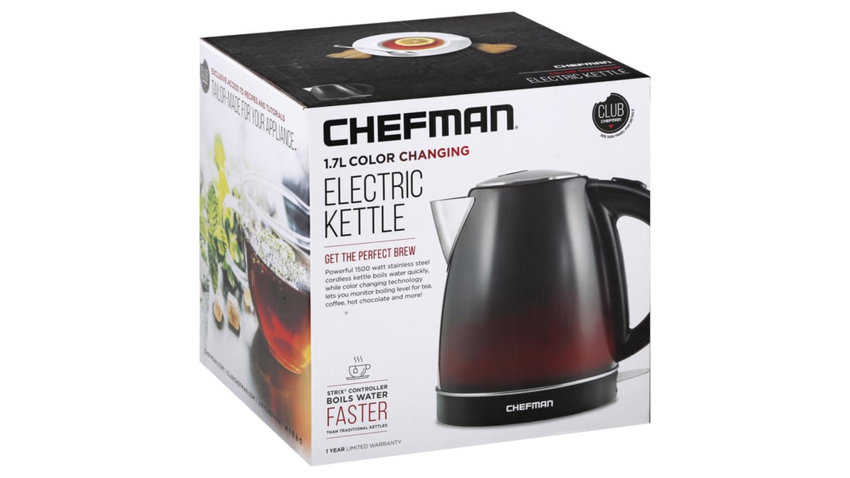 Chefman 1.7 L Color Changing Electric Kettle Black Delivery - DoorDash
