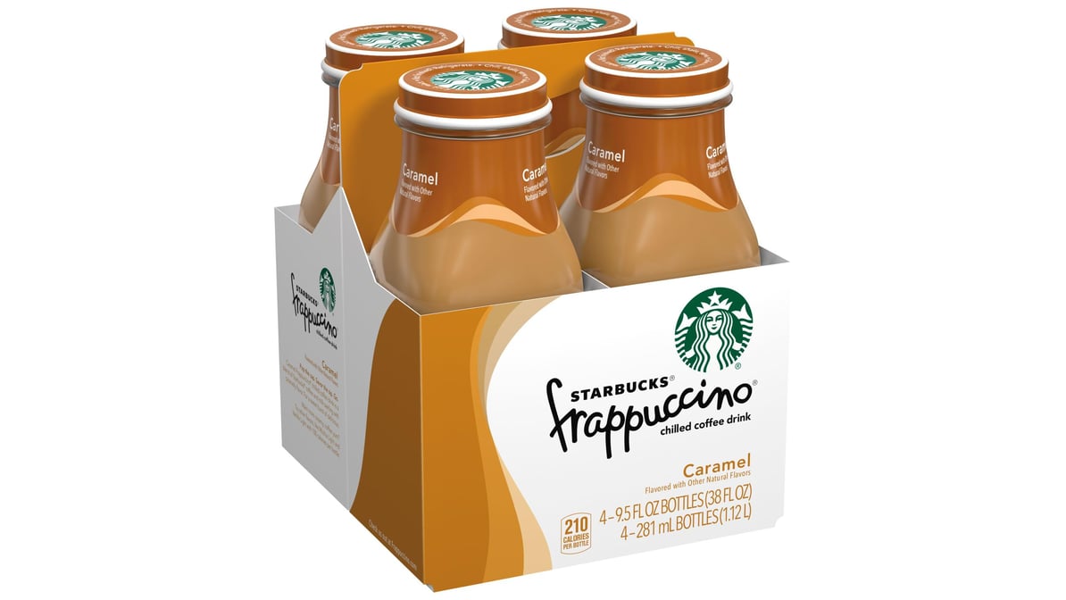 Starbucks Frappuccino Caramel Iced Coffee, 9.5 oz, 4 Pack Bottles 