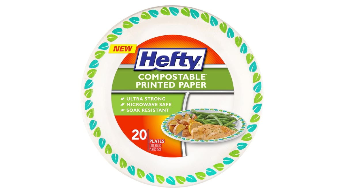 Hefty Compostable Printed Paper Plate 9'' - 30ct : Target