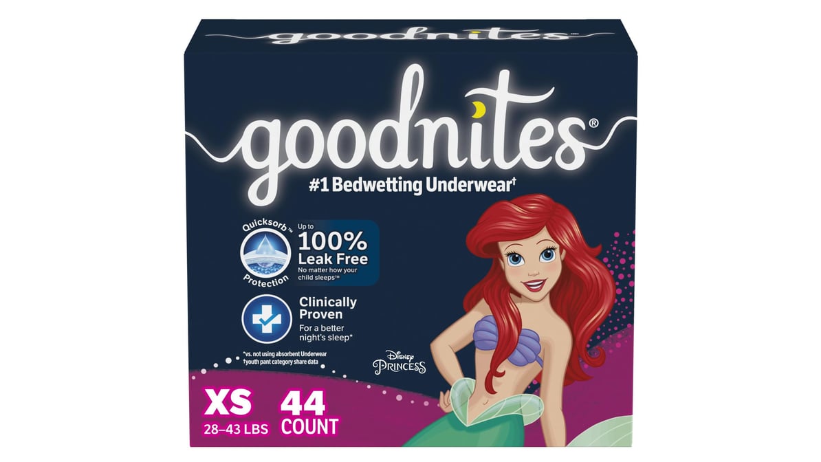 Goodnites Girls Nighttime Bedwetting Underwear (44 ct) (Extra Small) (28-43  lb) | Delivery Near Me - Doordash