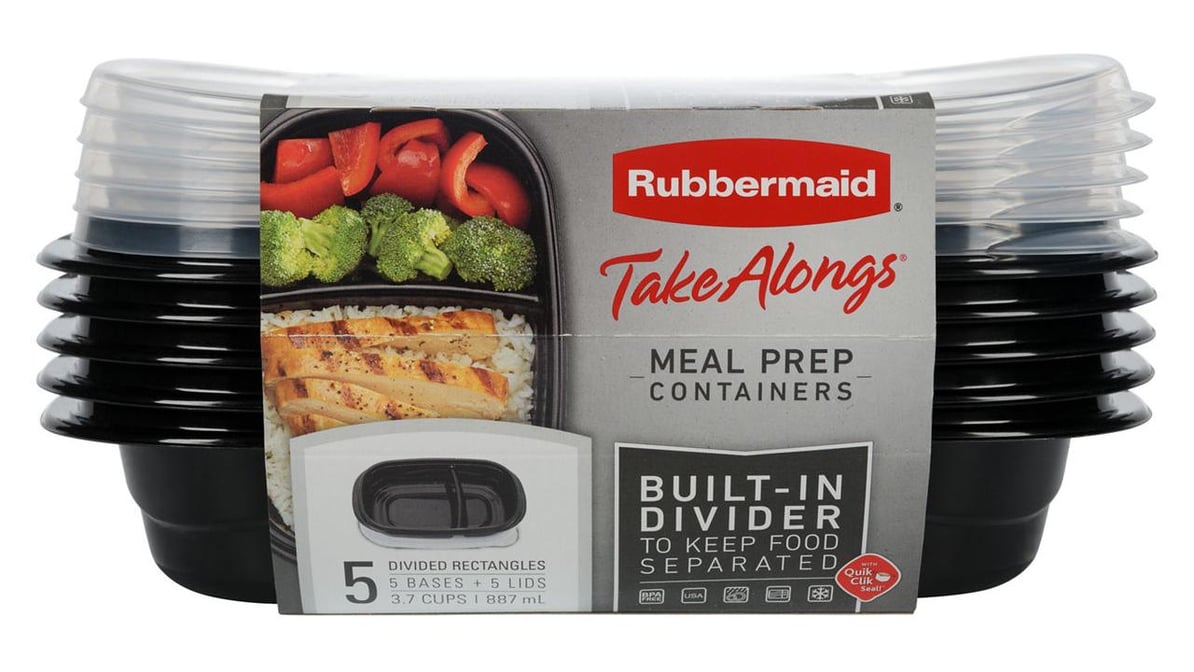 Rubbermaid 3.7 Cups Divided Rectangles Food Containers (5 ct)