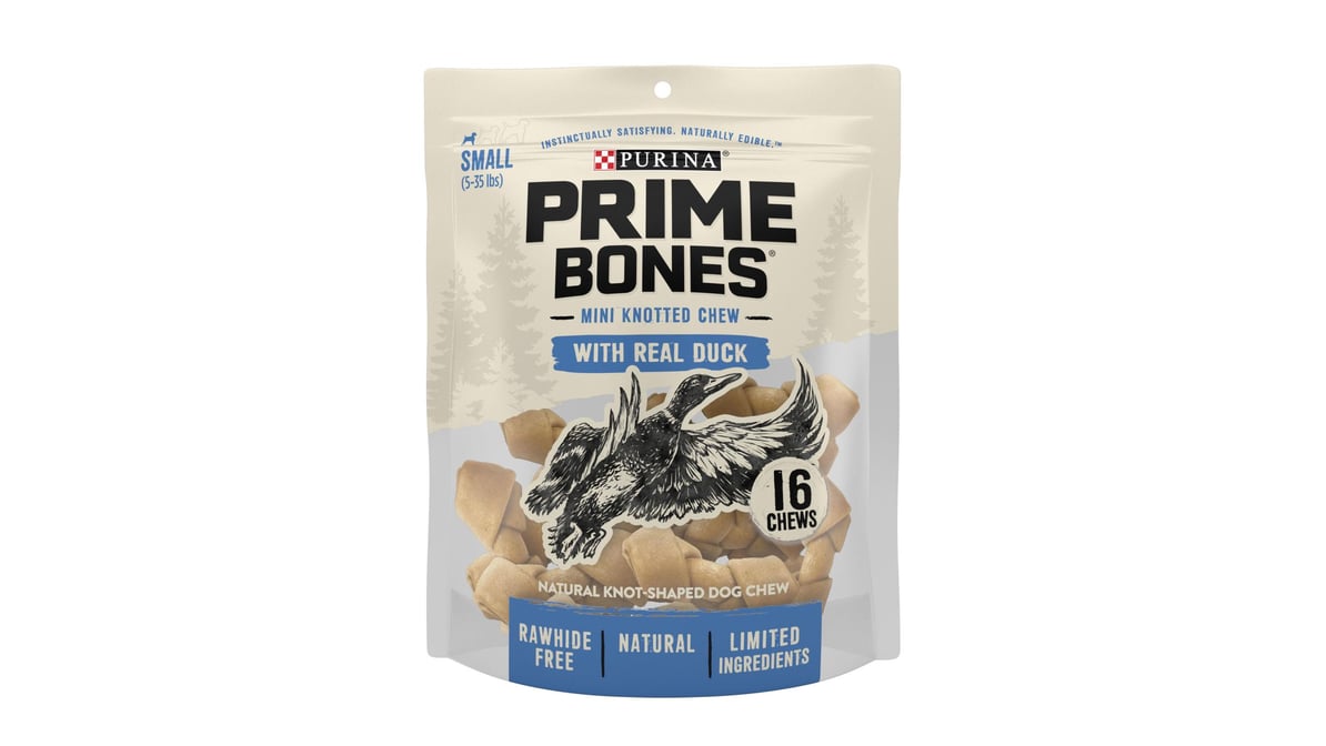 Purina Prime Bones No Rawhide Real Duck Knot Shaped Dog Chew (16 ct) |  Delivery Near Me - Doordash