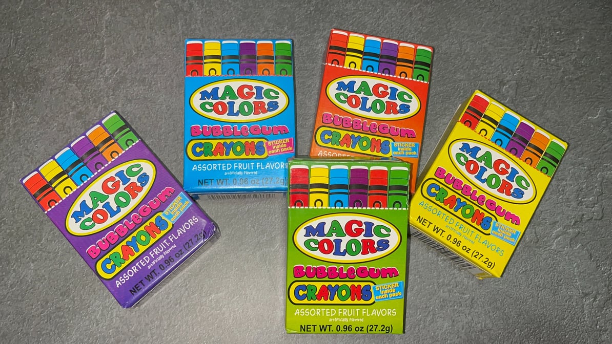Magic Colors Bubble Gum Crayons 0.96 oz. Box - All City Candy