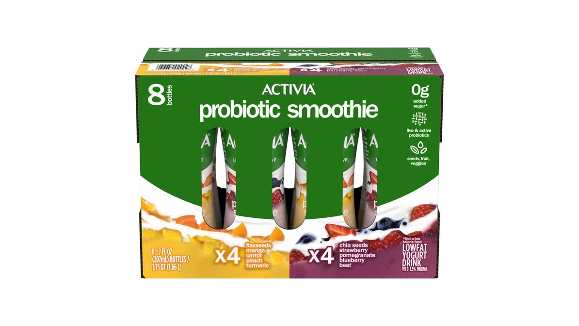 Activia Probiotic Smoothie Yogurt Drink Variety Pack (7 oz x 8 ct) Delivery  - DoorDash