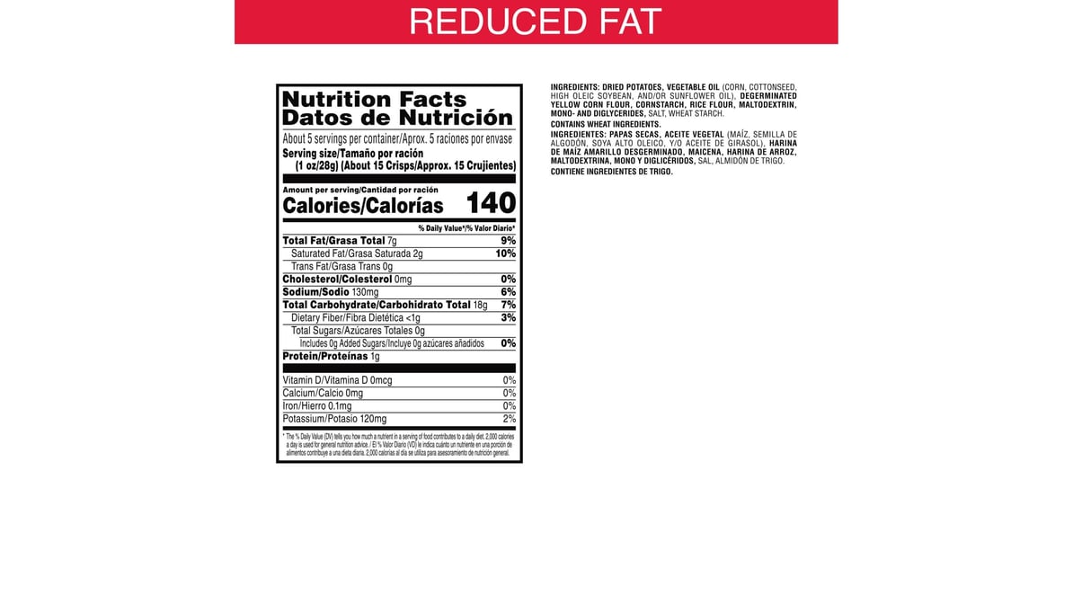 Pringles® Reduced Fat Original Potato Crisps Chips, 4.9 oz