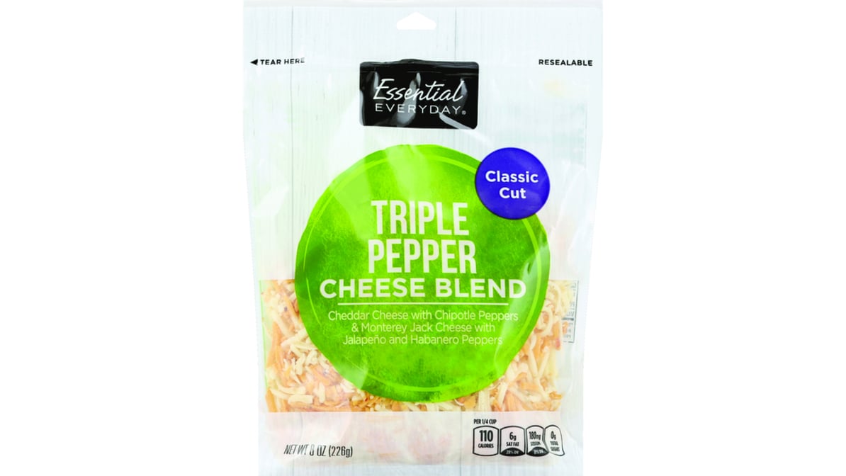 Essential Everyday Classic Cut Triple Pepper Cheese Blend (8 oz ...