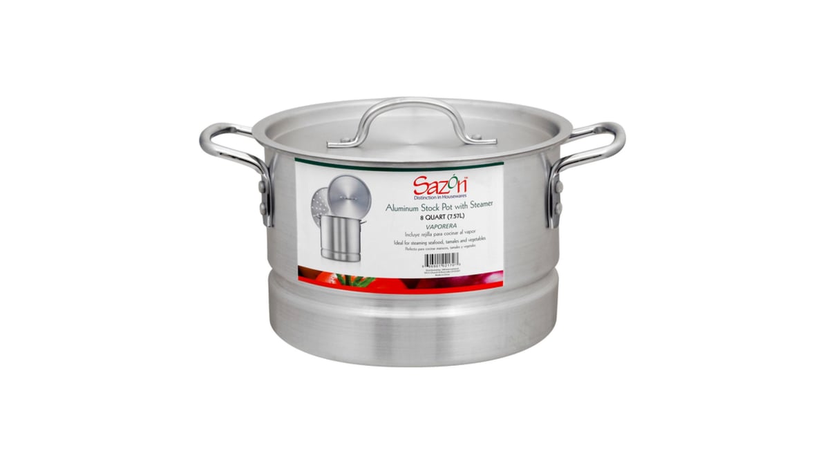 Sazon - Sazon, Stock Pot, with Steamer, Aluminum, 8 Quart