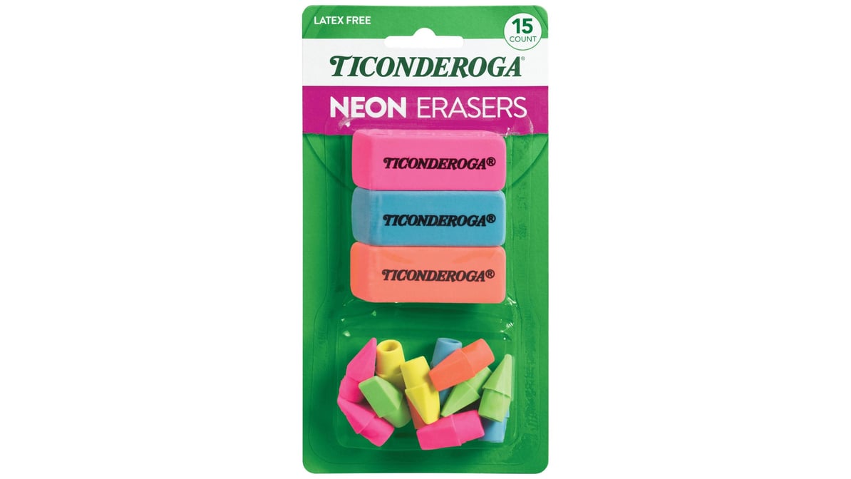 Neon Erasers Multi-Pack Set - Ticonderoga