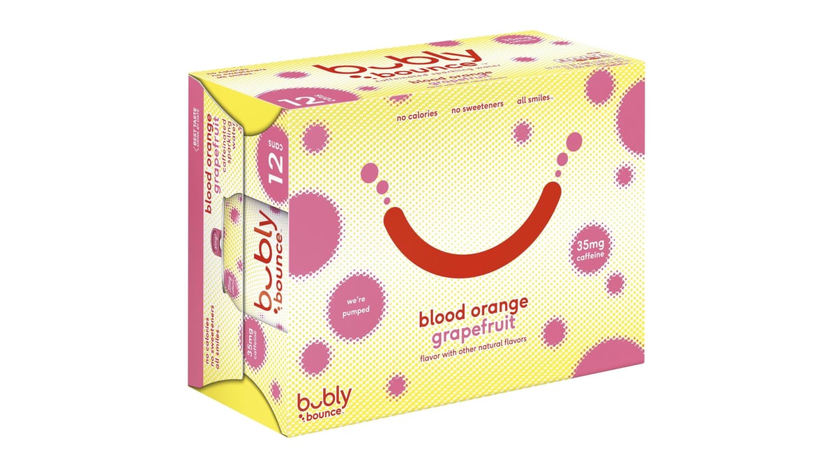 Bubly Bounce Caffeinated Blood Orange Grapefruit Sparkling Water Cans (12  oz x 12 ct) | Delivery Near Me - Doordash