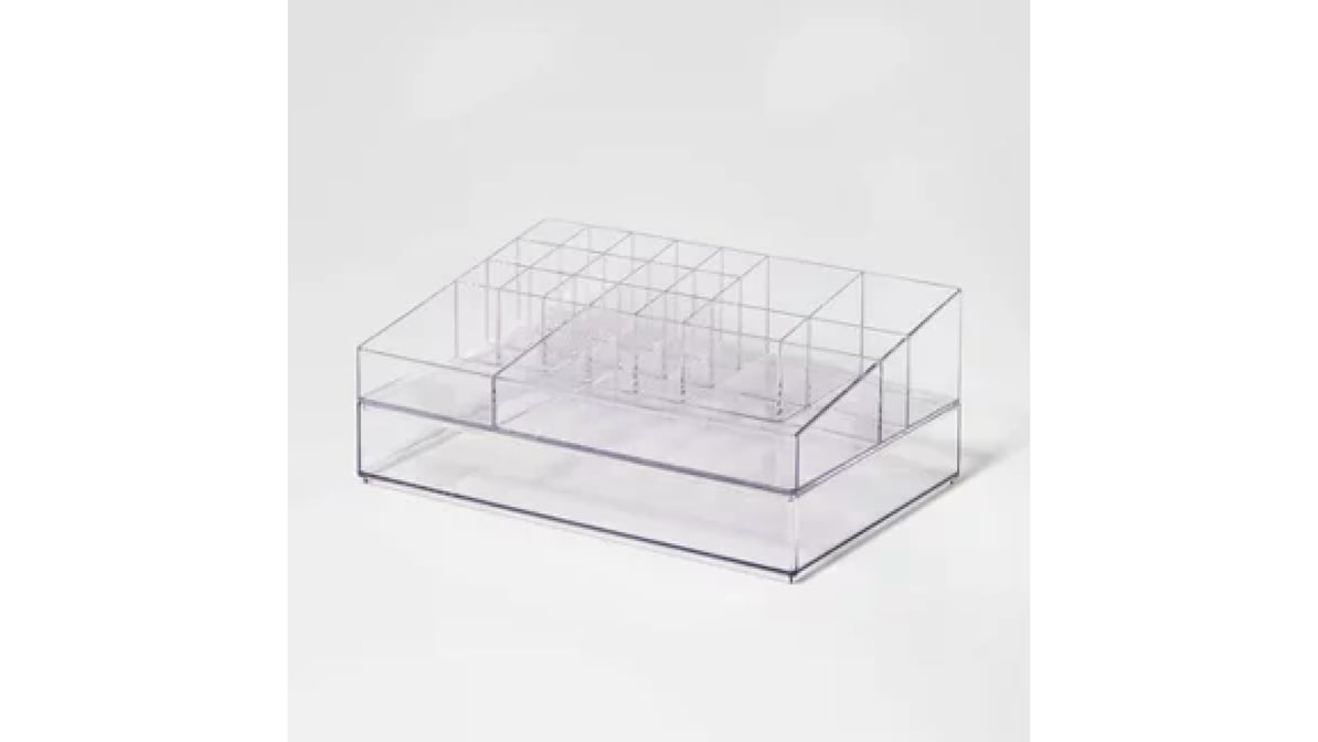 Extra Large Bathroom Plastic Tiered Cosmetic Organizer Clear - Brightroom™  : Target