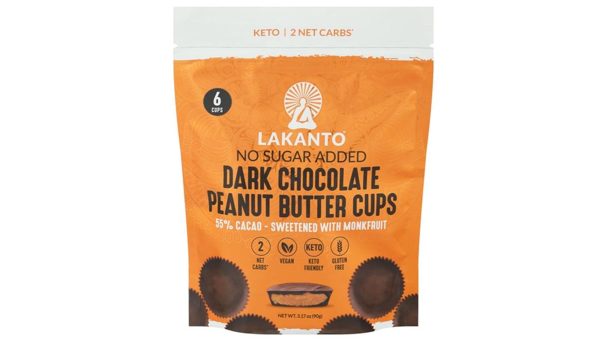 Lakanto Peanut Butter Cups, Dark Chocolate - 6 cups, 3.17 oz