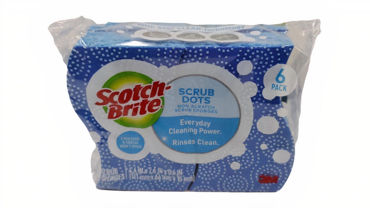 Scotch Brite Sponges, Scrub, Non Scratch, 6 Pack, Cleaning