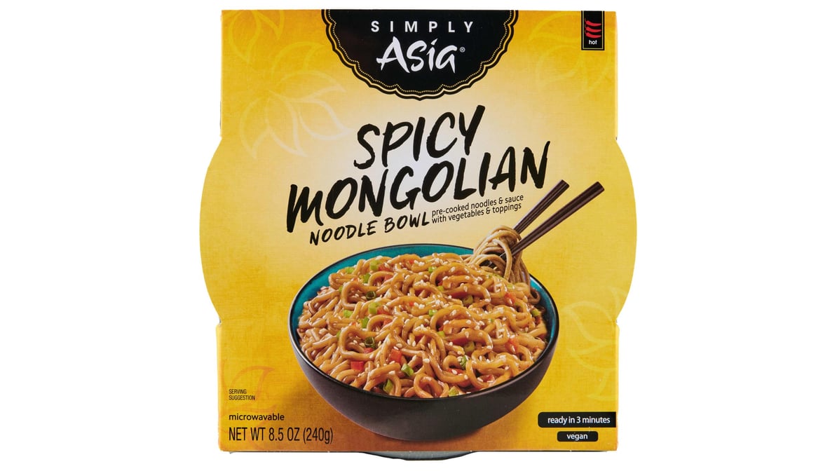 Simply Asia Hot Spicy Mongolian Noodle Bowl (8.5 oz) | Delivery Near Me -  Doordash