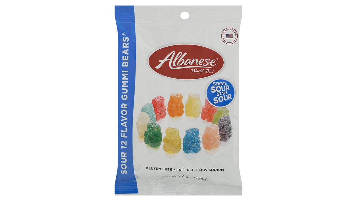 Albanese World's Best Sour 20 Flavor Gummi Bears Candy 20 oz