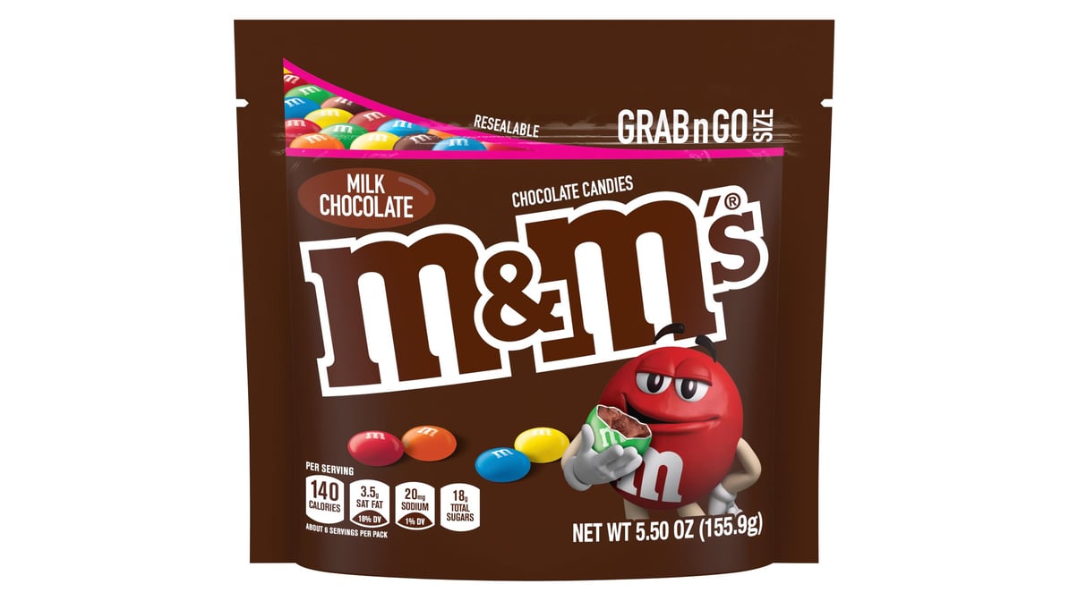 M&M's Chocolate Candies, Milk Chocolate, Grab n Go Size - 5.50 oz