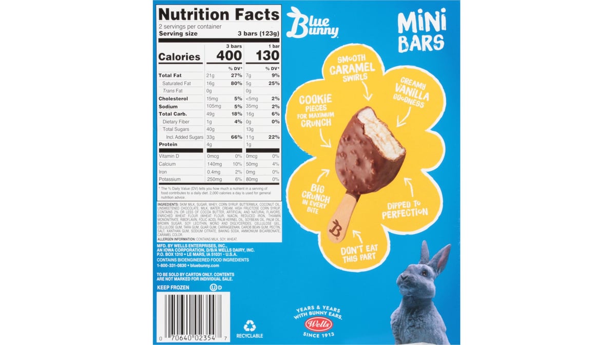 Blue Bunny Vanilla Caramel Crunch Mini Ice Cream Bars (6 ct) | Delivery ...