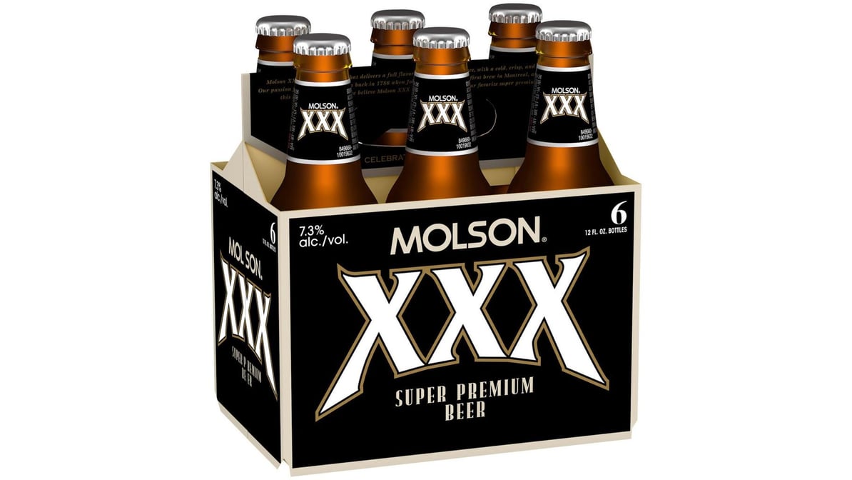 Molson XXX Super Premium Beer Bottles (12 fl oz x 6 ct) | Delivery Near Me  - Doordash