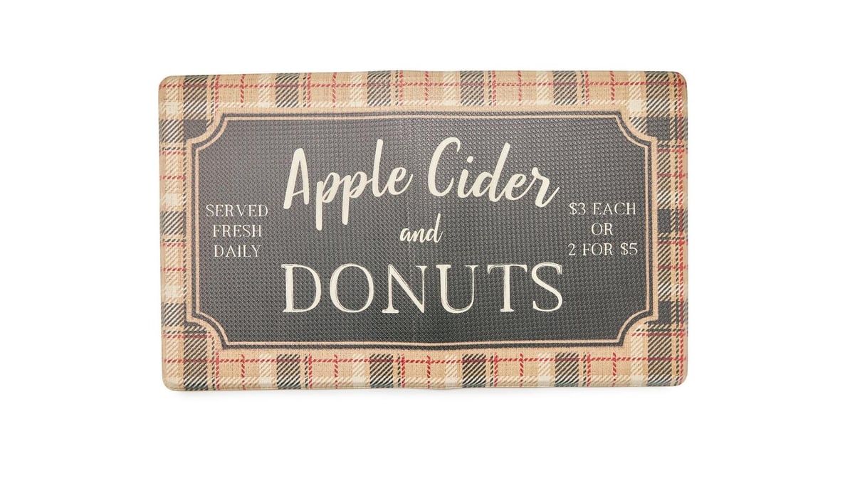 Apple Cider & Donuts Tan Plaid Border Cloudstep Comfort Mat