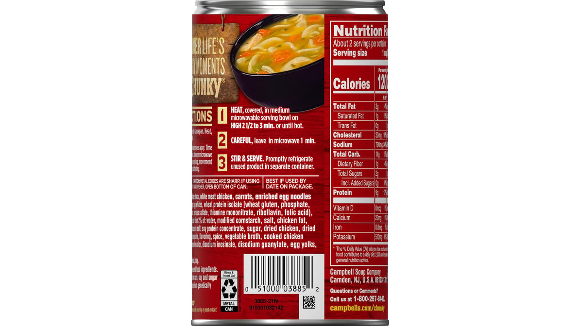 Campbell's Chunky Soup, Ready to Serve Chicken Noodle Soup, 18.6 oz Can 