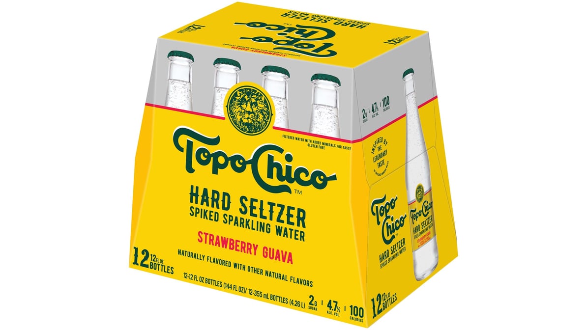 Topo Chico Hard Seltzer Strawberry Guava ABV 4.7% 24 Fl OZ - Cheers On  Demand