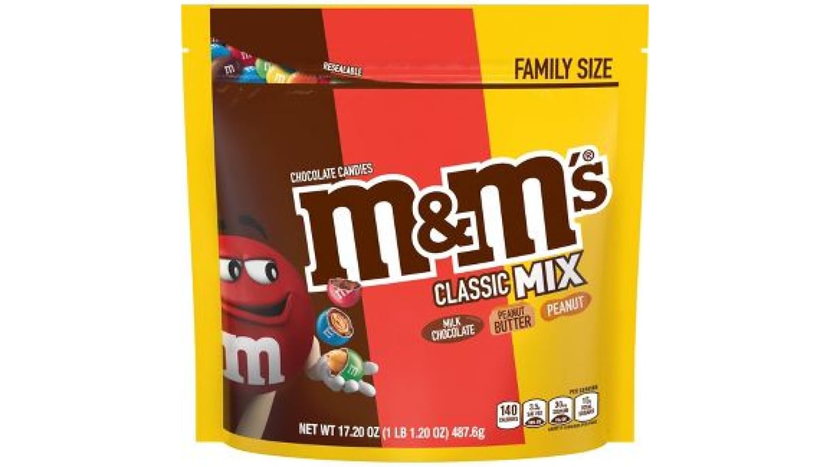 M&M's Classic Mix Milk Chocolate Candies Peanut Family Size (17.2 oz)