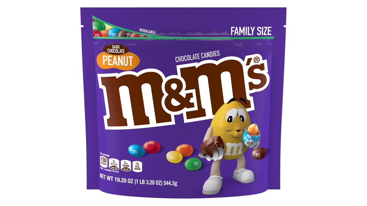 M&M's Chocolate Candies, Dark Chocolate Peanut, Family Size - 19.20 oz