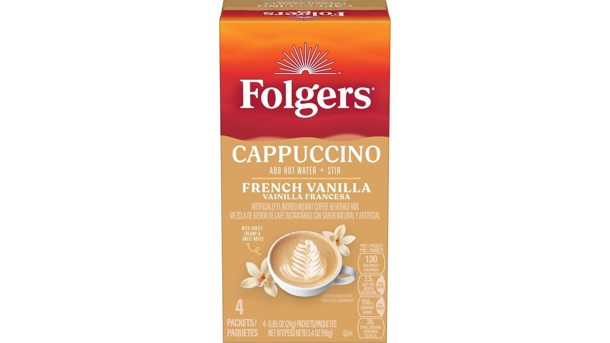 Folgers French Vanilla Cappuccino Coffee Packets (4 ct) | Delivery Near Me  - Doordash