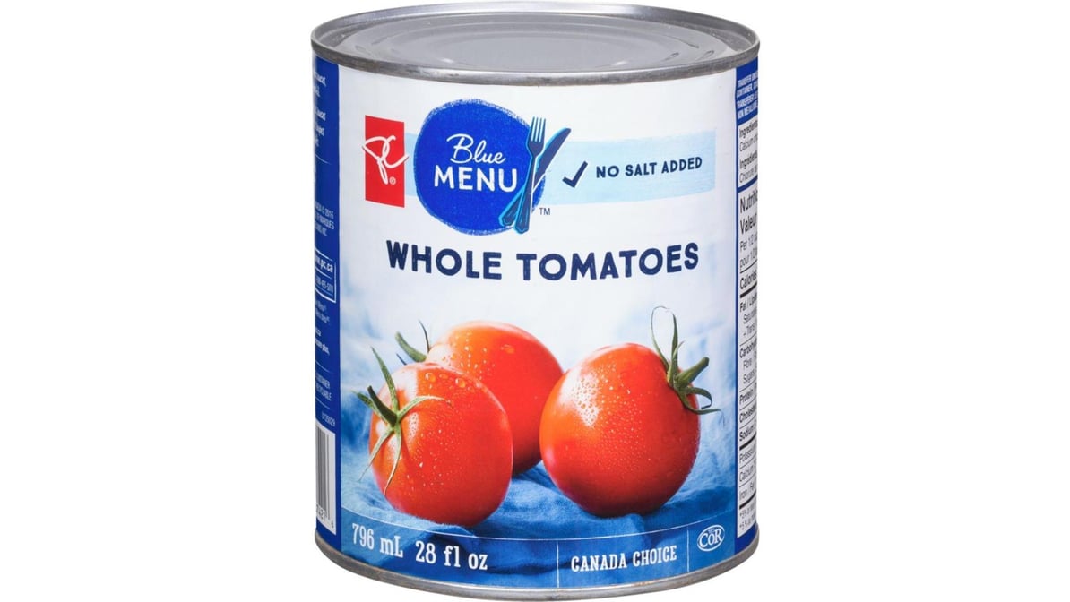 PC Blue Menu No Salt Added Whole Tomatoes (796ml) | PC Express Rapid  Delivery