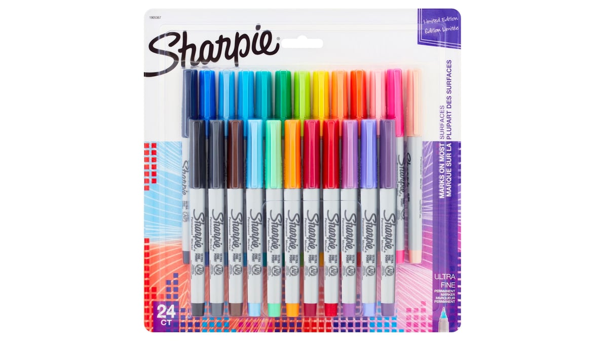  Sharpie Permanent Markers, Ultra Fine Point, Assorted Colors,  24-Count : Office Products