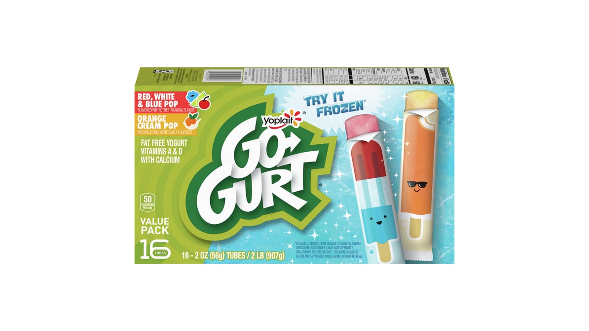 Go Gurt Red White & Blue Orange Cream Pop Yogurt Tubes (16 ct) | Delivery  Near Me - Doordash