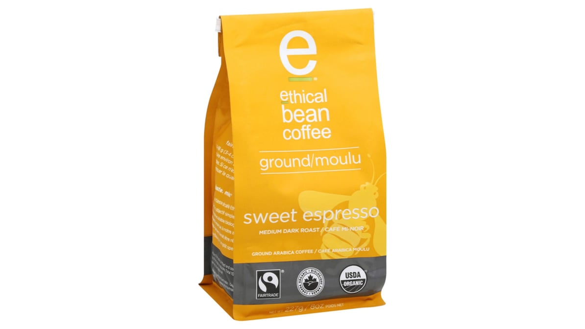 Ethical Bean Medium Dark Roast Ground Coffee with Lush & Sweet Espresso (8  oz) | Delivery Near Me - Doordash