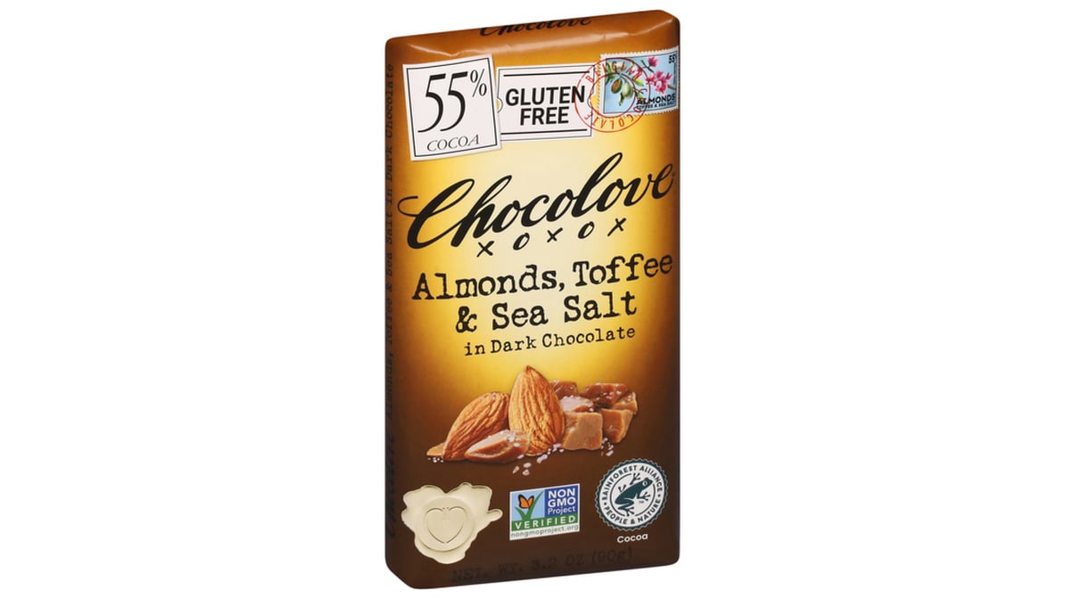 Chocolove Almonds Toffee & Sea Salt in Dark Chocolate Candy Bar (3.2 oz) |  Delivery Near Me - Doordash