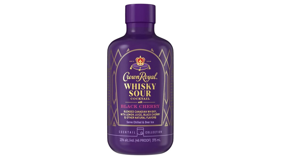 Crown Royal Whisky Sour Cocktail with Black Cherry Bottle (375 ml ...