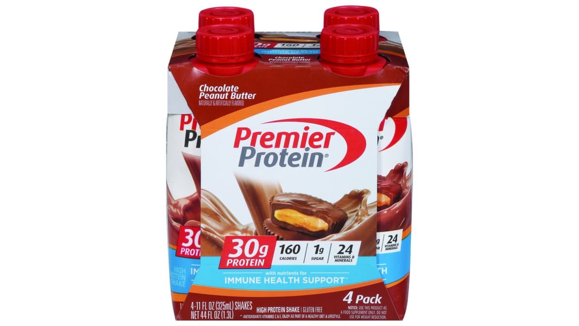 Premier Protein Shake, Chocolate, 30g Protein, 11 fl oz, 4 Ct