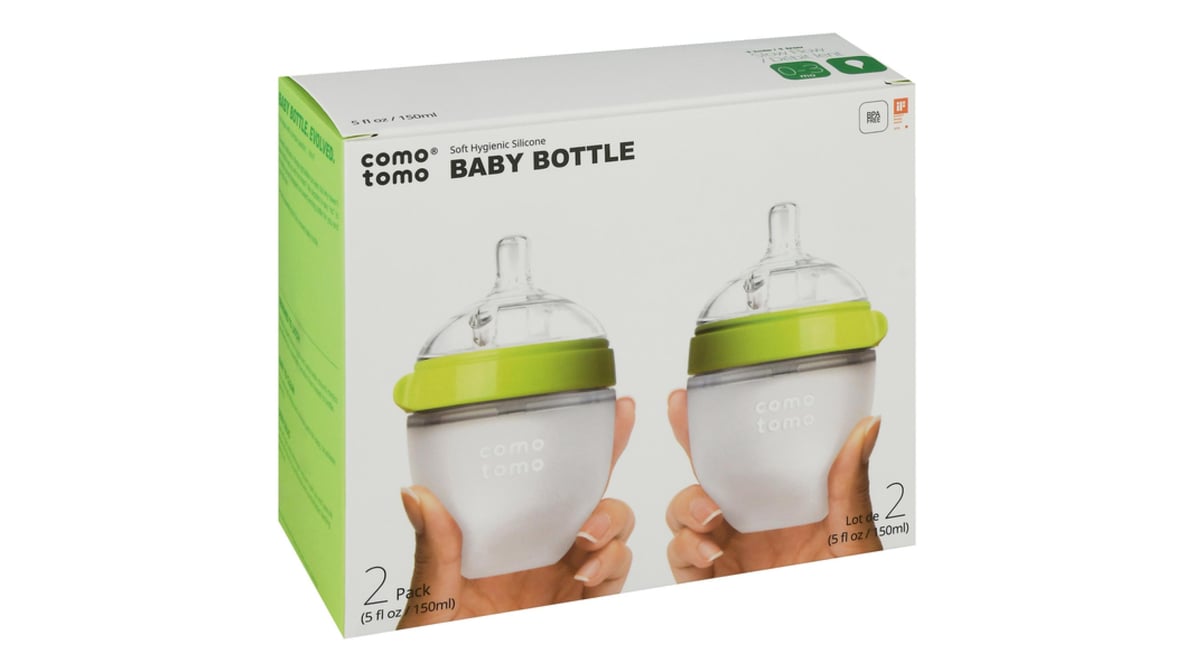 Comotomo Silicone Bottle 5-Oz (2 Pack)- Green