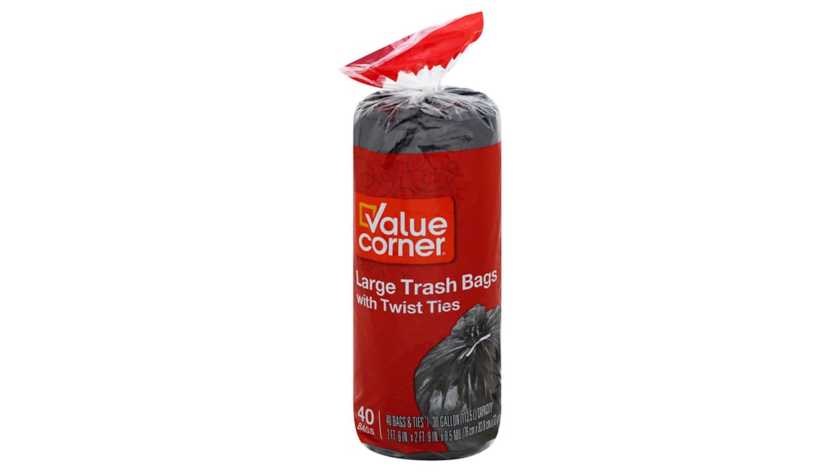 Simply Value - Simply Value, Trash Bags, Twist Ties, Large, 33