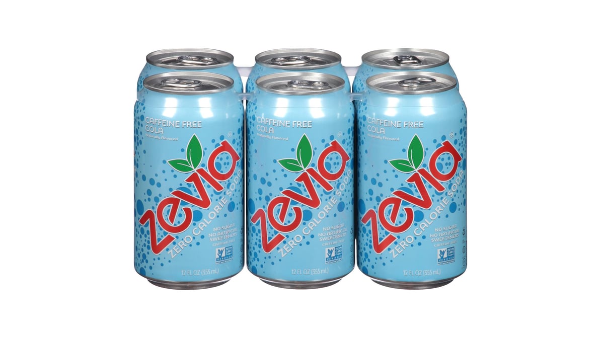 Zevia Zero Calorie Caffeine Free Cola Soda Cans (12 oz x 6 ct) | Delivery  Near Me - Doordash