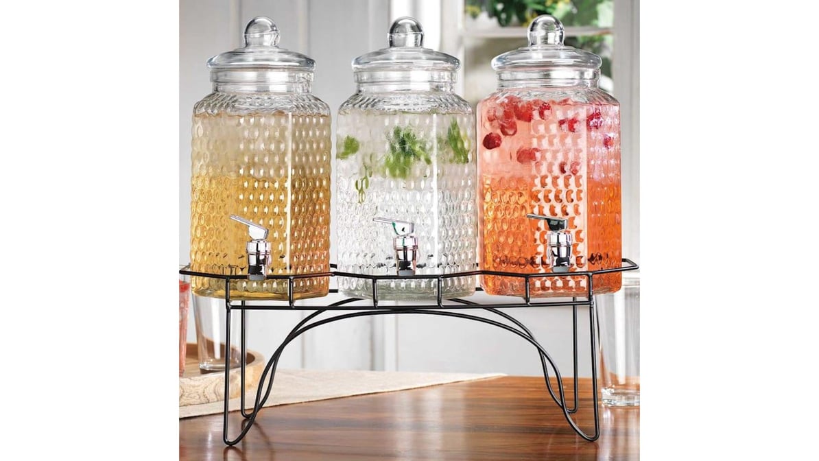 Double Glass Beverage Dispenser with Stand