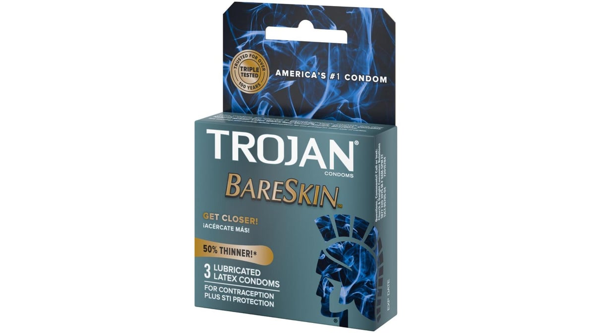 Trojan Bareskin Sensitivity Lubricated Latex Condoms (3 ct) | Delivery Near  Me - Doordash