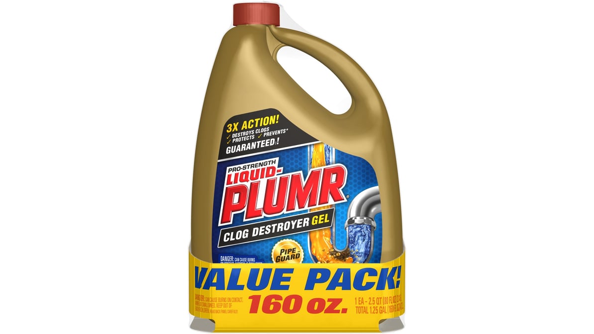 Liquid-Plumr Pro-Strength Clog Destroyer Liquid Drain Cleaner Gel, 80 OZ