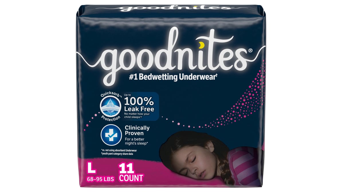 Goodnites Girls Nighttime Bedwetting Underwear (11 ct) (Large) (68-95 lbs)  | Delivery Near Me - Doordash