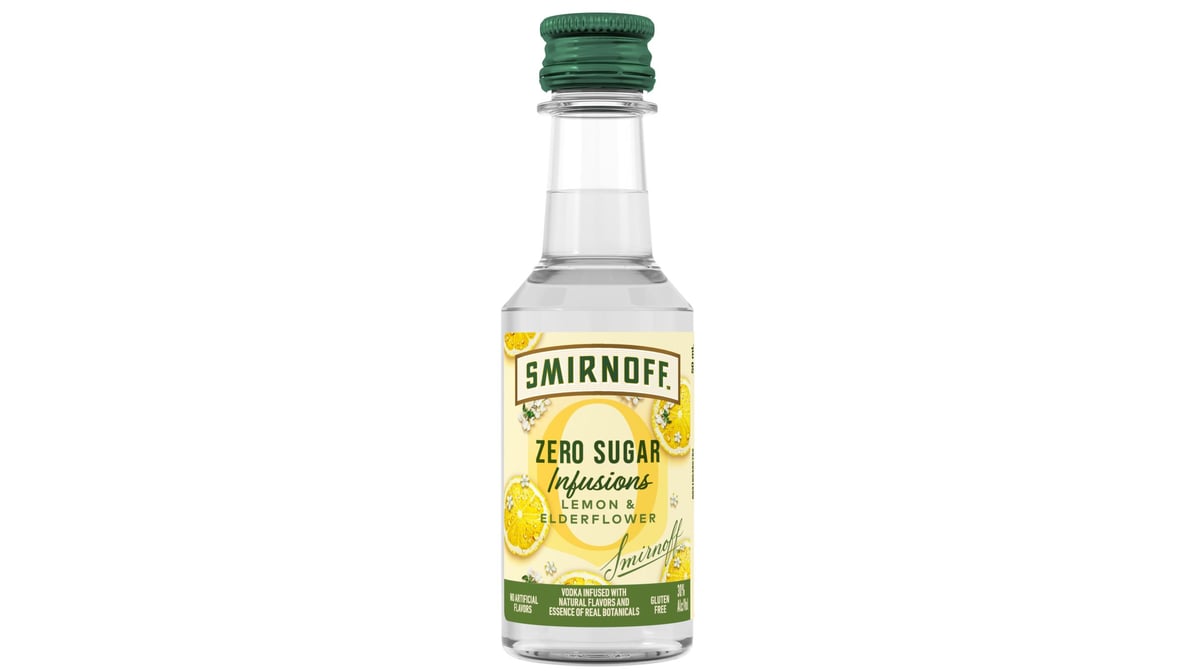 Smirnoff Gluten Free Zero Sugar Lemon and Elderflower Vodka Bottle (50 ...